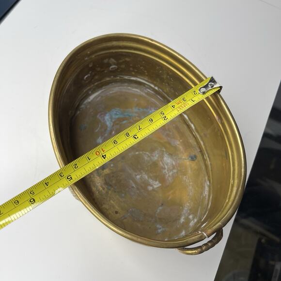 Vintage Midcentury Brass Planters Set of 3 Seashell Handle 5.5" 7" 8" - Picture 6 of 15